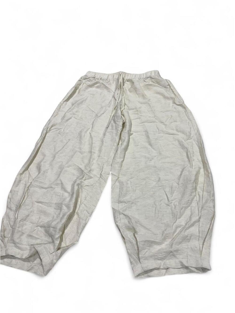Cream Linen Blend Drawstring Pants - Size M-L (NWT)